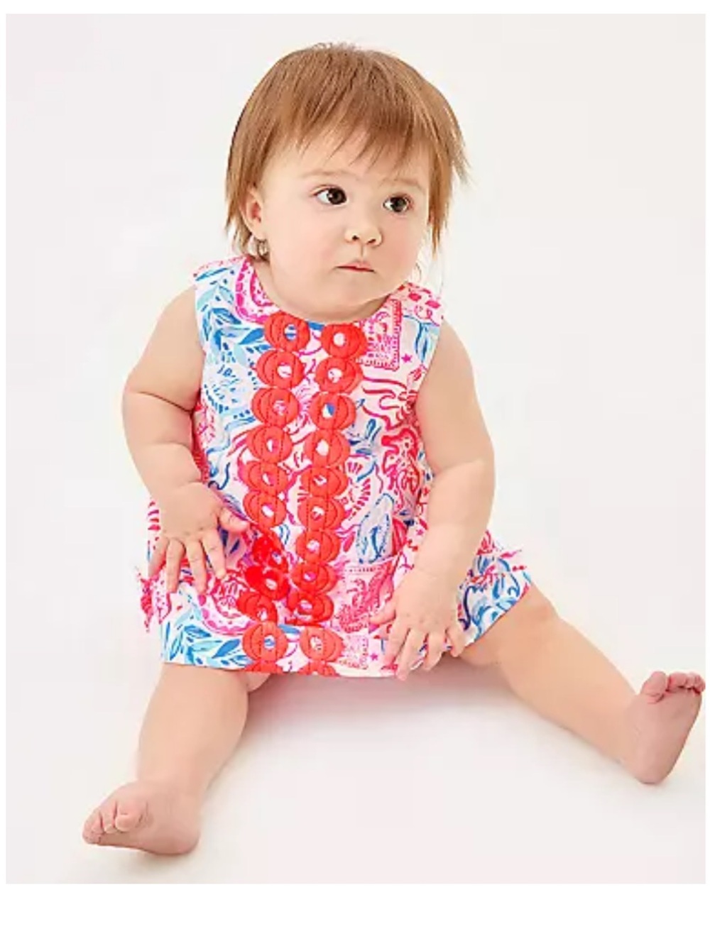 Lilly Pulitzer Sun, Sea, Sand Shift Dress with Bloomers. Size 6-12 months.